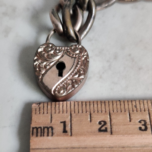 Antique Victorian Gold Filled Sweetheart Repousse Padlock Chunky Bracelet - Picture 9 of 16